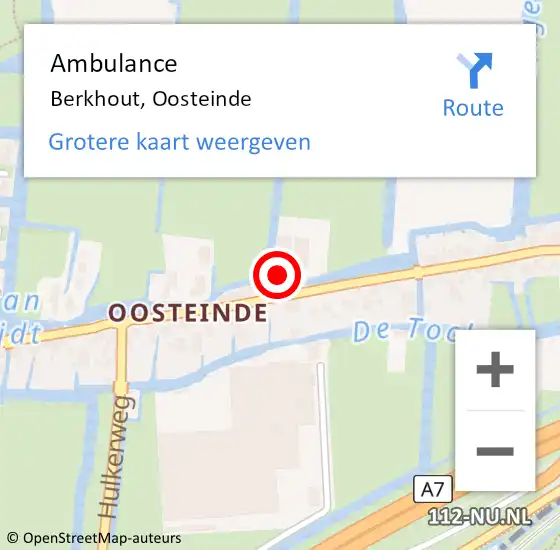 Locatie op kaart van de 112 melding: Ambulance Berkhout, Oosteinde op 26 maart 2024 15:01