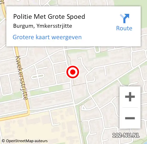 Locatie op kaart van de 112 melding: Politie Met Grote Spoed Naar Burgum, Ymkersstrjitte op 26 maart 2024 15:01