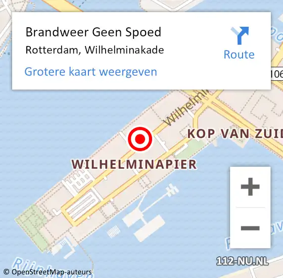Locatie op kaart van de 112 melding: Brandweer Geen Spoed Naar Rotterdam, Wilhelminakade op 26 maart 2024 15:03