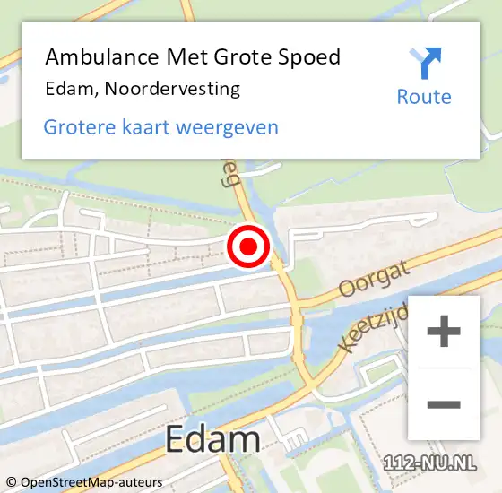 Locatie op kaart van de 112 melding: Ambulance Met Grote Spoed Naar Edam, Noordervesting op 26 maart 2024 15:08