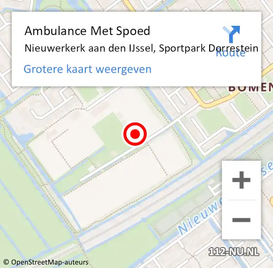 Locatie op kaart van de 112 melding: Ambulance Met Spoed Naar Nieuwerkerk aan den IJssel, Sportpark Dorrestein op 26 maart 2024 15:15