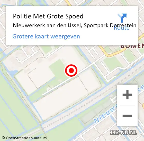 Locatie op kaart van de 112 melding: Politie Met Grote Spoed Naar Nieuwerkerk aan den IJssel, Sportpark Dorrestein op 26 maart 2024 15:16