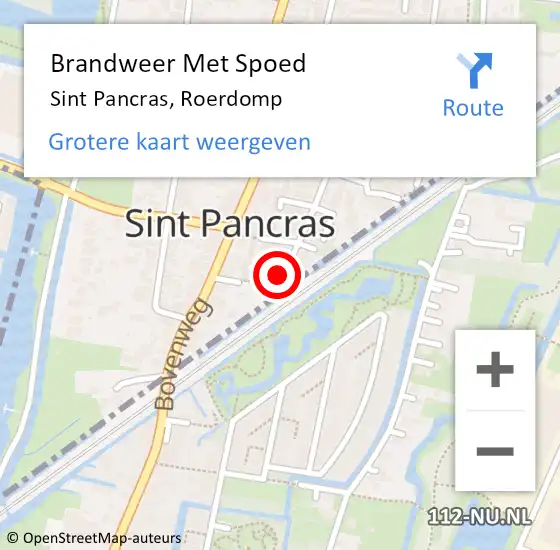 Locatie op kaart van de 112 melding: Brandweer Met Spoed Naar Sint Pancras, Roerdomp op 26 maart 2024 15:18