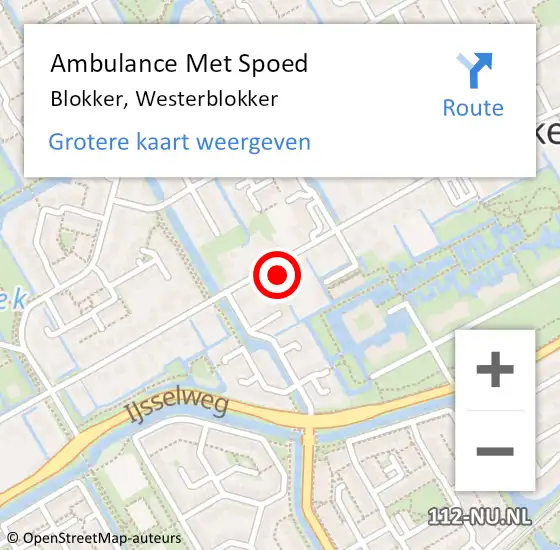 Locatie op kaart van de 112 melding: Ambulance Met Spoed Naar Blokker, Westerblokker op 26 maart 2024 15:18