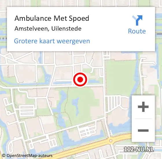 Locatie op kaart van de 112 melding: Ambulance Met Spoed Naar Amstelveen, Uilenstede op 26 maart 2024 15:26