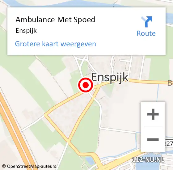 Locatie op kaart van de 112 melding: Ambulance Met Spoed Naar Enspijk op 26 maart 2024 15:38
