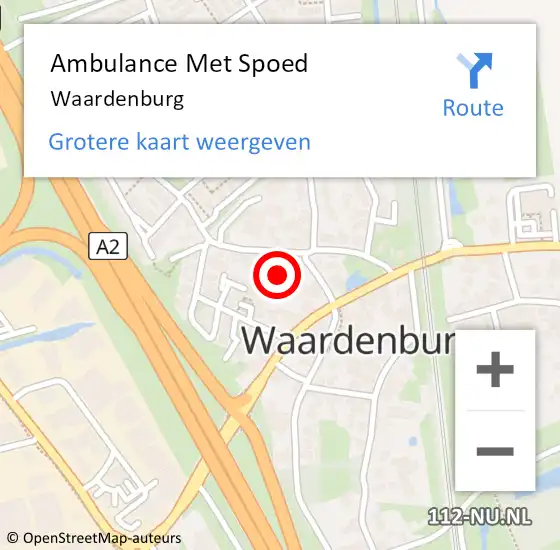 Locatie op kaart van de 112 melding: Ambulance Met Spoed Naar Waardenburg op 26 maart 2024 16:04