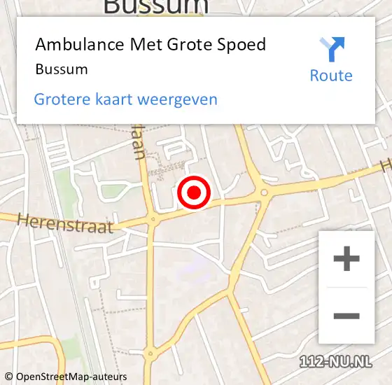 Locatie op kaart van de 112 melding: Ambulance Met Grote Spoed Naar Bussum op 26 maart 2024 16:05