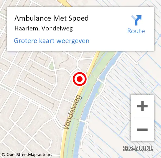 Locatie op kaart van de 112 melding: Ambulance Met Spoed Naar Haarlem, Vondelweg op 26 maart 2024 16:13