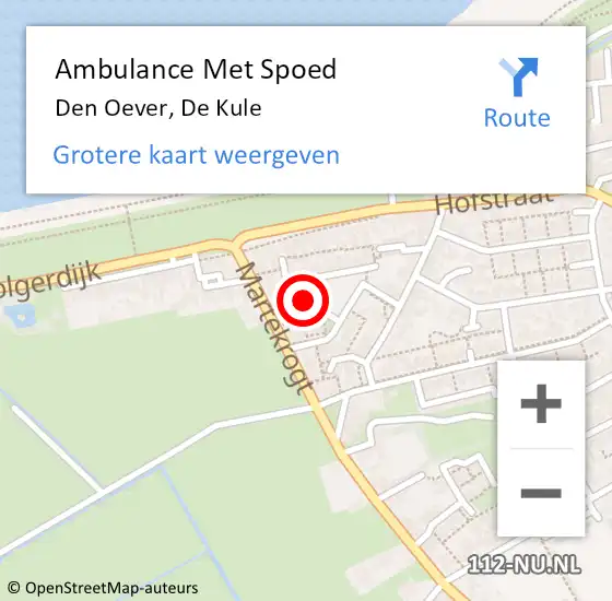 Locatie op kaart van de 112 melding: Ambulance Met Spoed Naar Den Oever, De Kule op 26 maart 2024 16:16