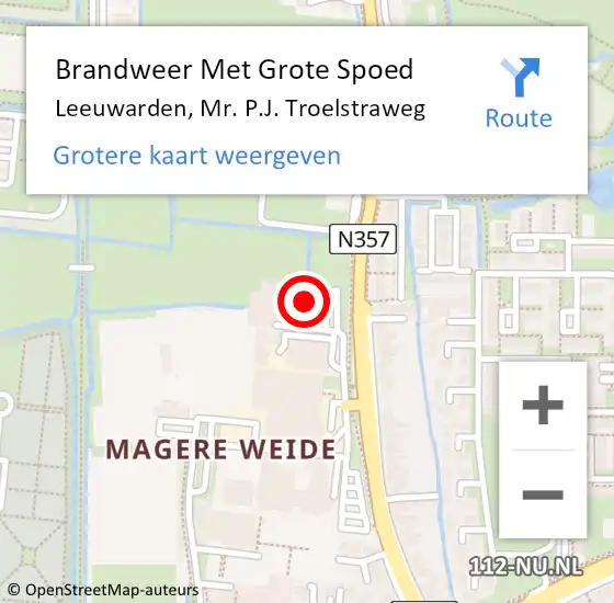 Locatie op kaart van de 112 melding: Brandweer Met Grote Spoed Naar Leeuwarden, Mr. P.J. Troelstraweg op 26 maart 2024 16:30