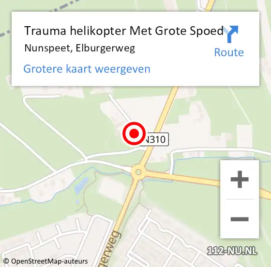 Locatie op kaart van de 112 melding: Trauma helikopter Met Grote Spoed Naar Nunspeet, Elburgerweg op 26 maart 2024 16:33