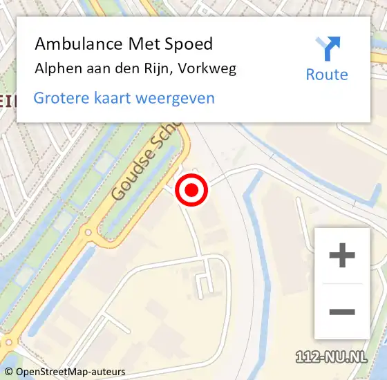 Locatie op kaart van de 112 melding: Ambulance Met Spoed Naar Alphen aan den Rijn, Vorkweg op 26 maart 2024 16:37