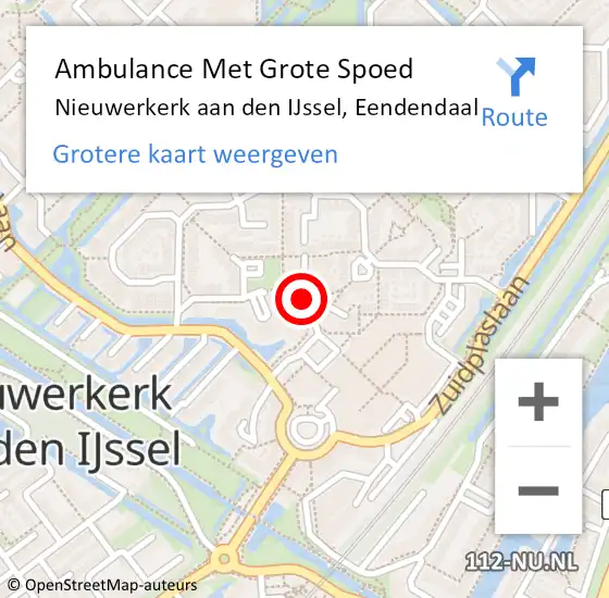 Locatie op kaart van de 112 melding: Ambulance Met Grote Spoed Naar Nieuwerkerk aan den IJssel, Eendendaal op 26 maart 2024 16:40