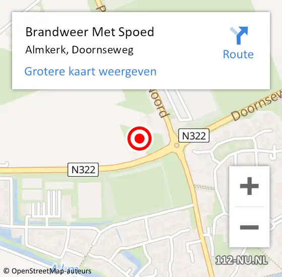 Locatie op kaart van de 112 melding: Brandweer Met Spoed Naar Almkerk, Doornseweg op 26 maart 2024 16:40