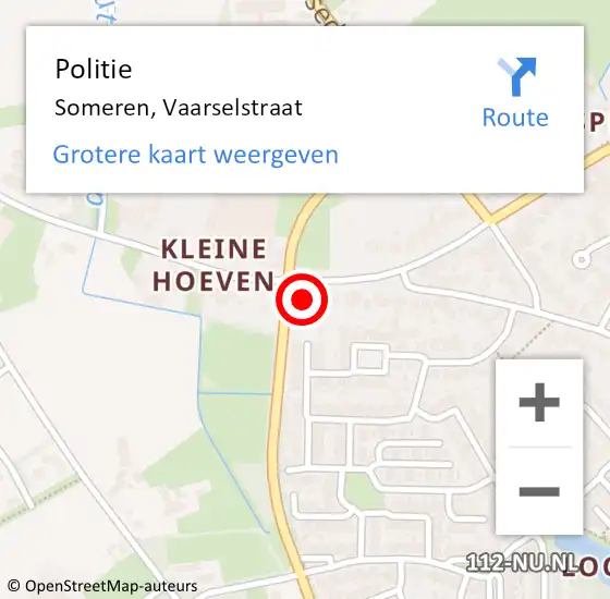 Locatie op kaart van de 112 melding: Politie Someren, Vaarselstraat op 26 maart 2024 16:46