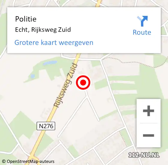 Locatie op kaart van de 112 melding: Politie Echt, Rijksweg Zuid op 26 maart 2024 16:47