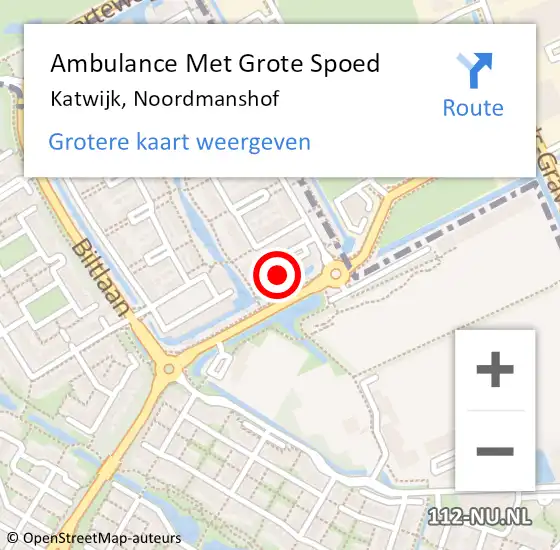 Locatie op kaart van de 112 melding: Ambulance Met Grote Spoed Naar Katwijk, Noordmanshof op 26 maart 2024 16:59