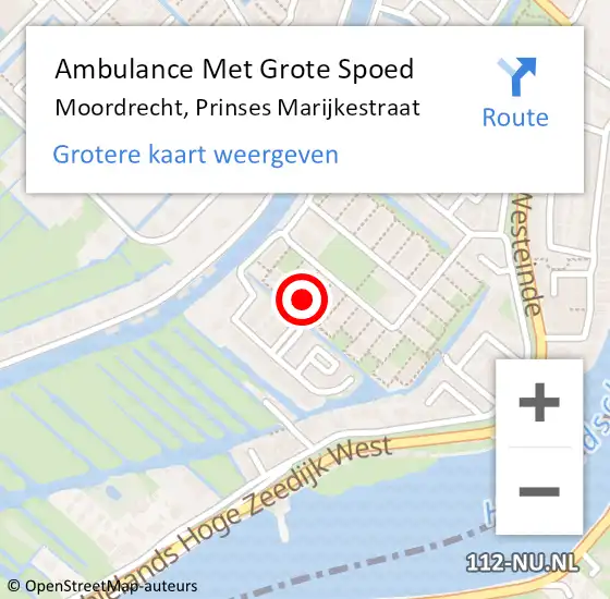 Locatie op kaart van de 112 melding: Ambulance Met Grote Spoed Naar Moordrecht, Prinses Marijkestraat op 26 maart 2024 17:26