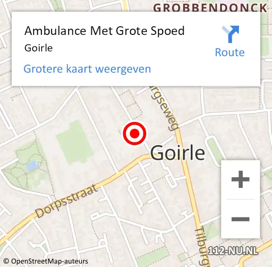 Locatie op kaart van de 112 melding: Ambulance Met Grote Spoed Naar Goirle op 26 maart 2024 17:35