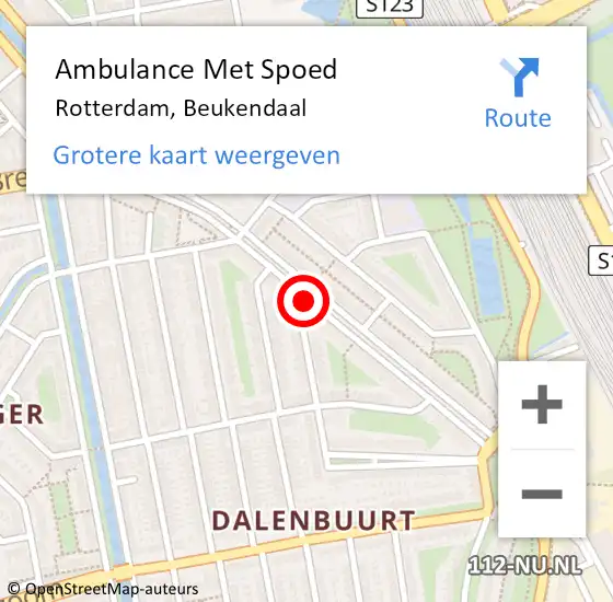 Locatie op kaart van de 112 melding: Ambulance Met Spoed Naar Rotterdam, Beukendaal op 26 maart 2024 17:56