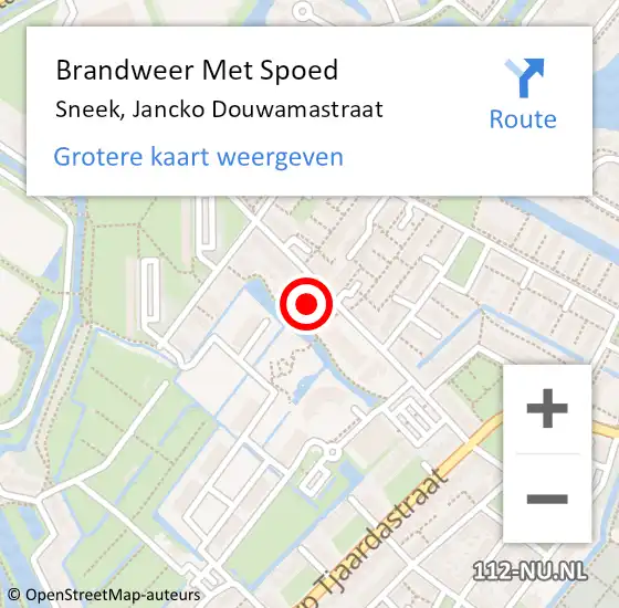 Locatie op kaart van de 112 melding: Brandweer Met Spoed Naar Sneek, Jancko Douwamastraat op 26 maart 2024 18:10