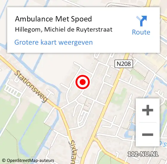 Locatie op kaart van de 112 melding: Ambulance Met Spoed Naar Hillegom, Michiel de Ruyterstraat op 26 maart 2024 18:13