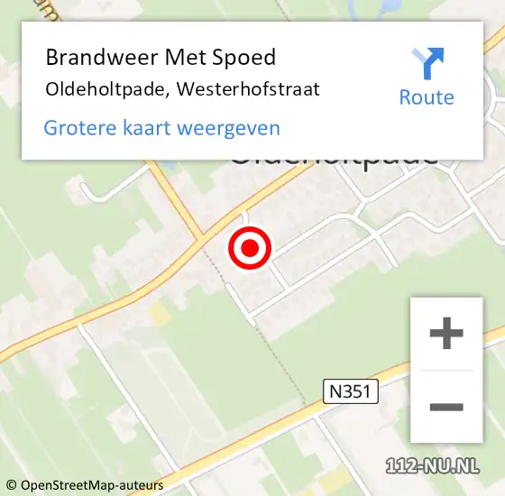 Locatie op kaart van de 112 melding: Brandweer Met Spoed Naar Oldeholtpade, Westerhofstraat op 26 maart 2024 18:24