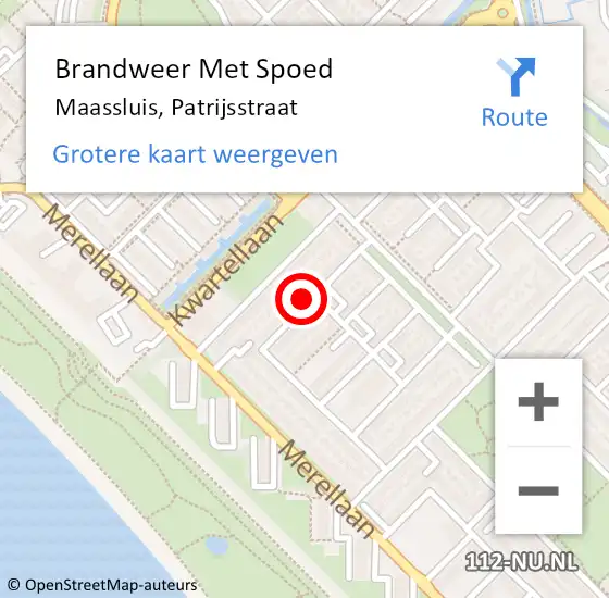 Locatie op kaart van de 112 melding: Brandweer Met Spoed Naar Maassluis, Patrijsstraat op 26 maart 2024 18:28