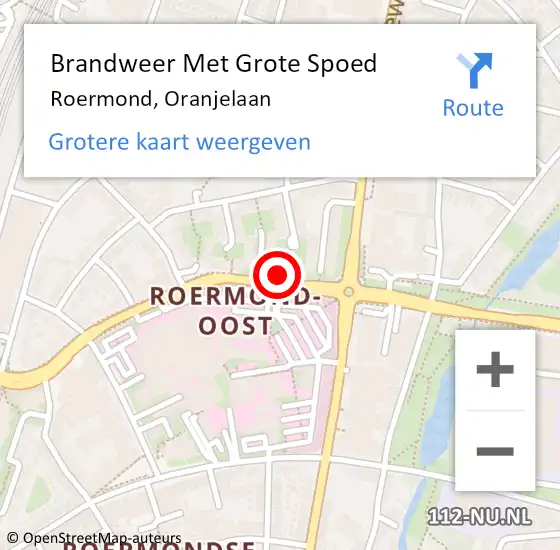 Locatie op kaart van de 112 melding: Brandweer Met Grote Spoed Naar Roermond, Oranjelaan op 26 maart 2024 18:55