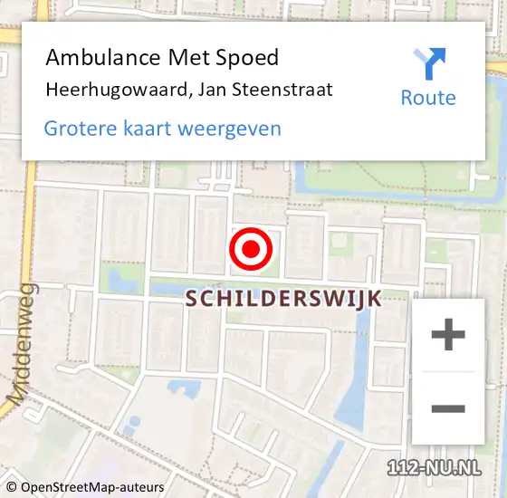 Locatie op kaart van de 112 melding: Ambulance Met Spoed Naar Heerhugowaard, Jan Steenstraat op 26 maart 2024 19:06
