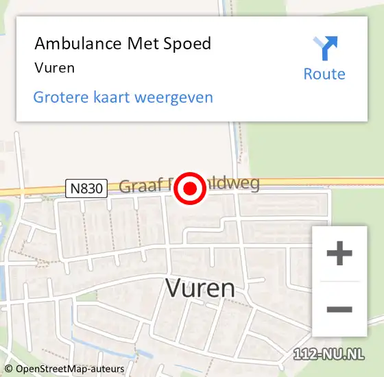 Locatie op kaart van de 112 melding: Ambulance Met Spoed Naar Vuren op 26 maart 2024 19:08
