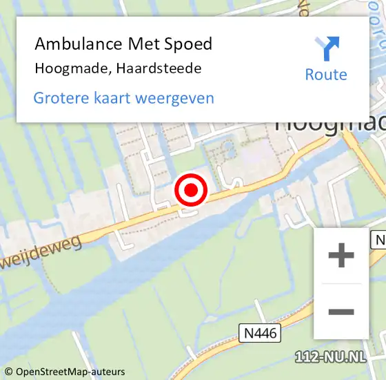 Locatie op kaart van de 112 melding: Ambulance Met Spoed Naar Hoogmade, Haardsteede op 26 maart 2024 19:20