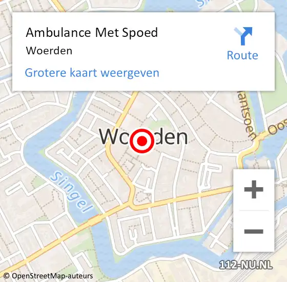 Locatie op kaart van de 112 melding: Ambulance Met Spoed Naar Woerden op 26 maart 2024 20:03
