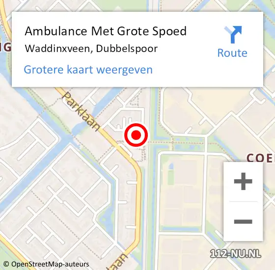 Locatie op kaart van de 112 melding: Ambulance Met Grote Spoed Naar Waddinxveen, Dubbelspoor op 26 maart 2024 20:07