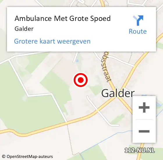 Locatie op kaart van de 112 melding: Ambulance Met Grote Spoed Naar Galder op 26 maart 2024 20:44
