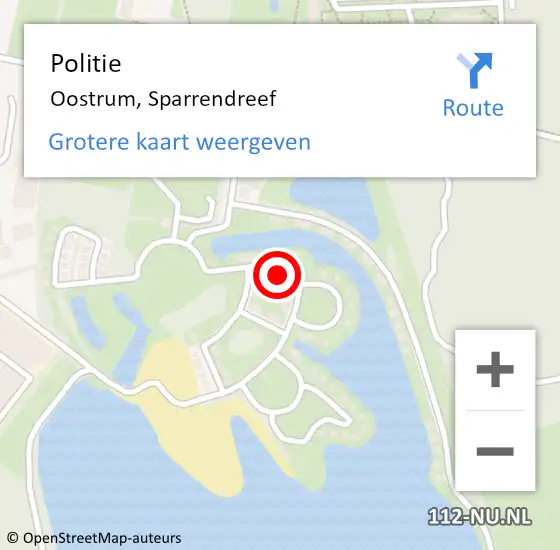 Locatie op kaart van de 112 melding: Politie Oostrum, Sparrendreef op 26 maart 2024 20:54