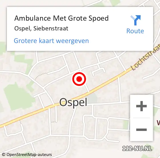 Locatie op kaart van de 112 melding: Ambulance Met Grote Spoed Naar Ospel, Siebenstraat op 26 maart 2024 21:47
