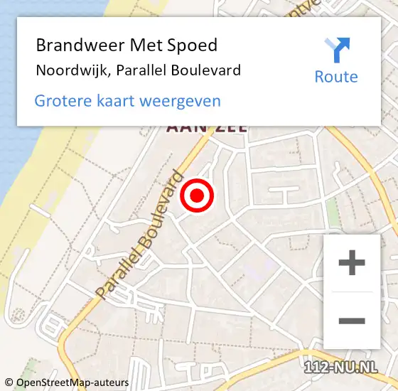 Locatie op kaart van de 112 melding: Brandweer Met Spoed Naar Noordwijk, Parallel Boulevard op 26 maart 2024 21:47