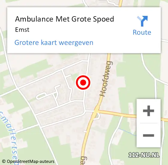Locatie op kaart van de 112 melding: Ambulance Met Grote Spoed Naar Emst op 26 maart 2024 22:16