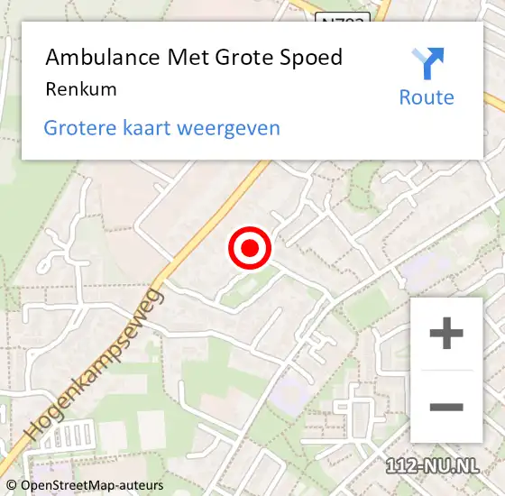 Locatie op kaart van de 112 melding: Ambulance Met Grote Spoed Naar Renkum op 26 maart 2024 22:28