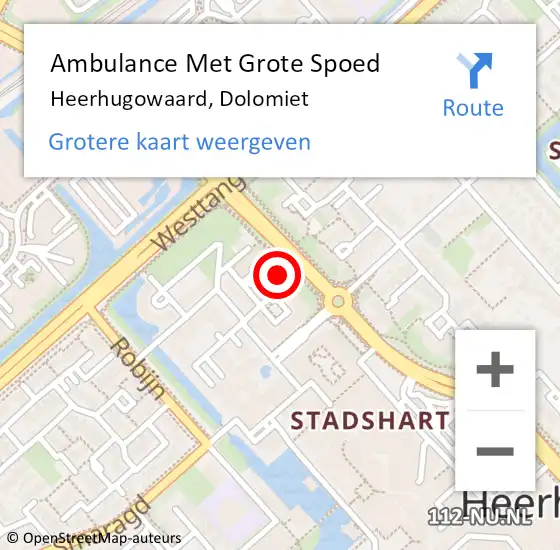 Locatie op kaart van de 112 melding: Ambulance Met Grote Spoed Naar Heerhugowaard, Dolomiet op 26 maart 2024 22:39