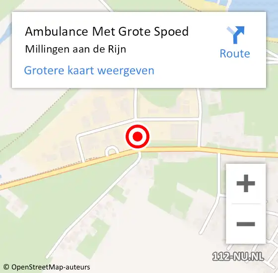 Locatie op kaart van de 112 melding: Ambulance Met Grote Spoed Naar Millingen aan de Rijn op 26 maart 2024 22:49