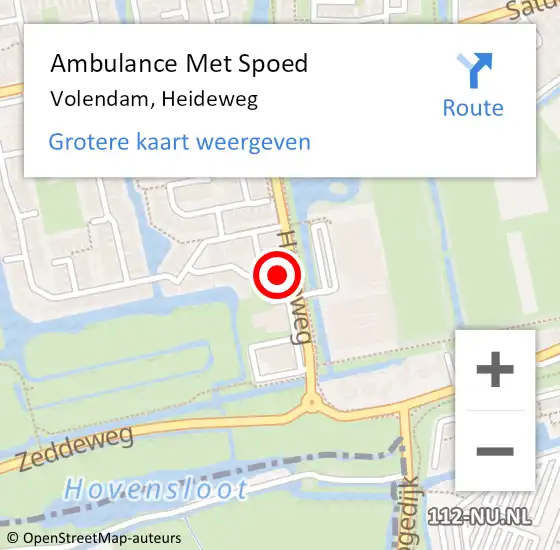 Locatie op kaart van de 112 melding: Ambulance Met Spoed Naar Volendam, Heideweg op 26 maart 2024 23:10