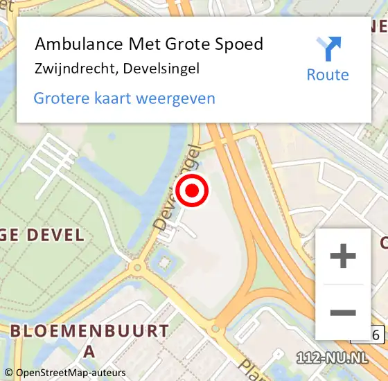 Locatie op kaart van de 112 melding: Ambulance Met Grote Spoed Naar Zwijndrecht, Develsingel op 26 maart 2024 23:19