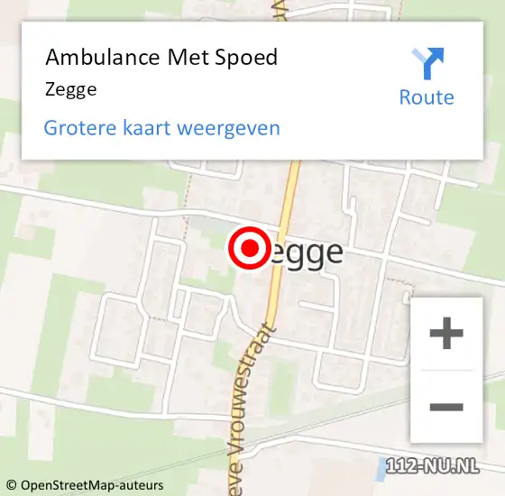 Locatie op kaart van de 112 melding: Ambulance Met Spoed Naar Zegge op 26 maart 2024 23:20