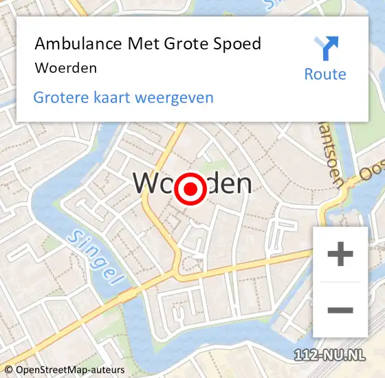 Locatie op kaart van de 112 melding: Ambulance Met Grote Spoed Naar Woerden op 26 maart 2024 23:41