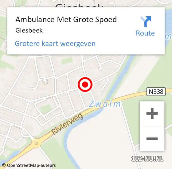 Locatie op kaart van de 112 melding: Ambulance Met Grote Spoed Naar Giesbeek op 26 maart 2024 23:49