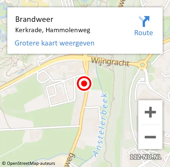 Locatie op kaart van de 112 melding: Brandweer Kerkrade, Hammolenweg op 27 maart 2024 01:34