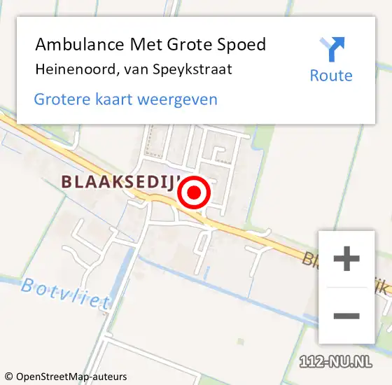 Locatie op kaart van de 112 melding: Ambulance Met Grote Spoed Naar Heinenoord, van Speykstraat op 27 maart 2024 01:50